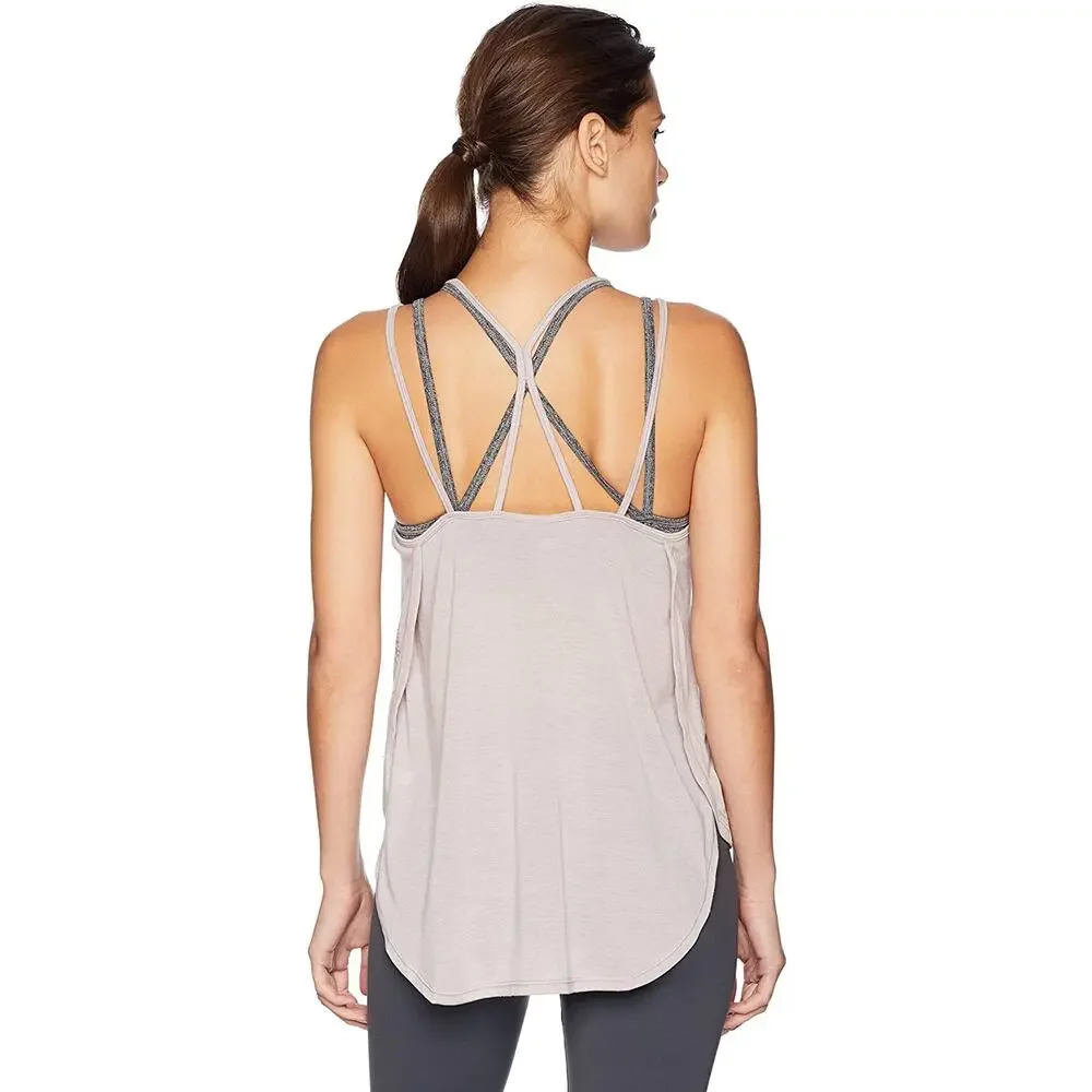 Calvin Klein Performance XSmall Epic Knit Strappy Tank Top Even Sand Cream Mauve
